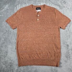 Bonobos Top Mens Small Rust Brown Marl Italian Linen Henley Preppy Sweater NWOT